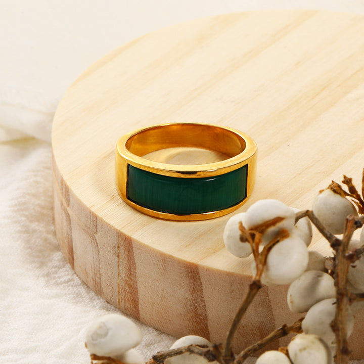 Bague en pierre oeil de chat Olivenorma
