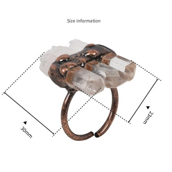 Bague ajustable Olivenorma Natural Three Clear Quartz
