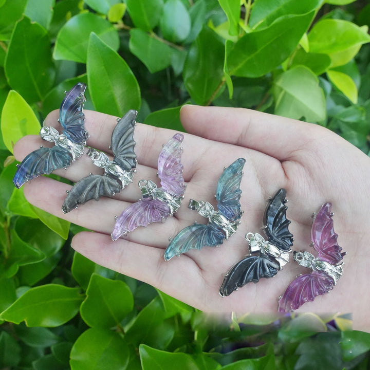 Bague papillon en fluorite arc-en-ciel naturelle Olivenorma