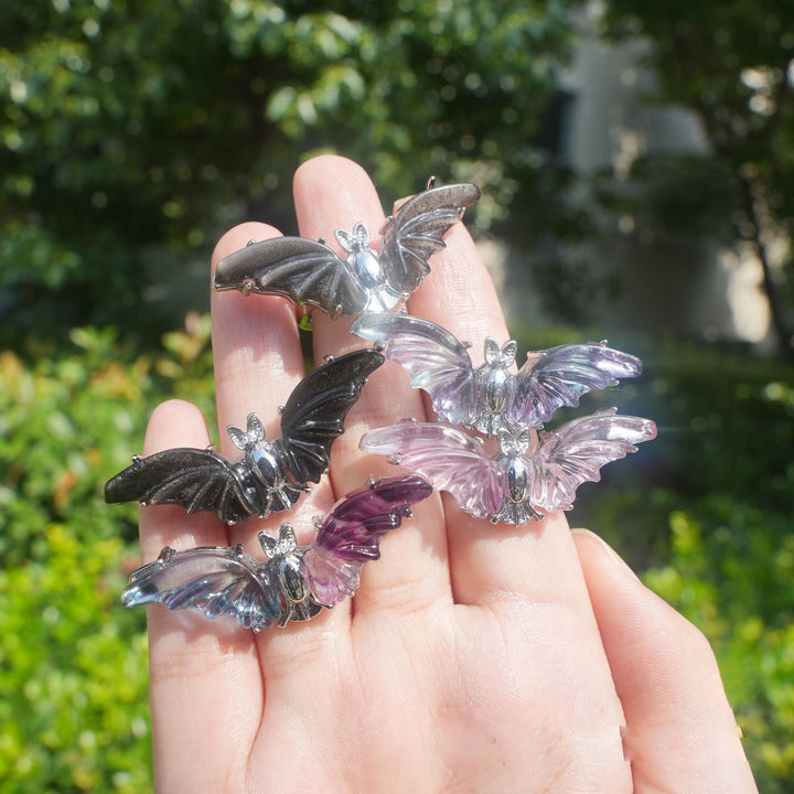 Bague papillon en fluorite arc-en-ciel naturelle Olivenorma
