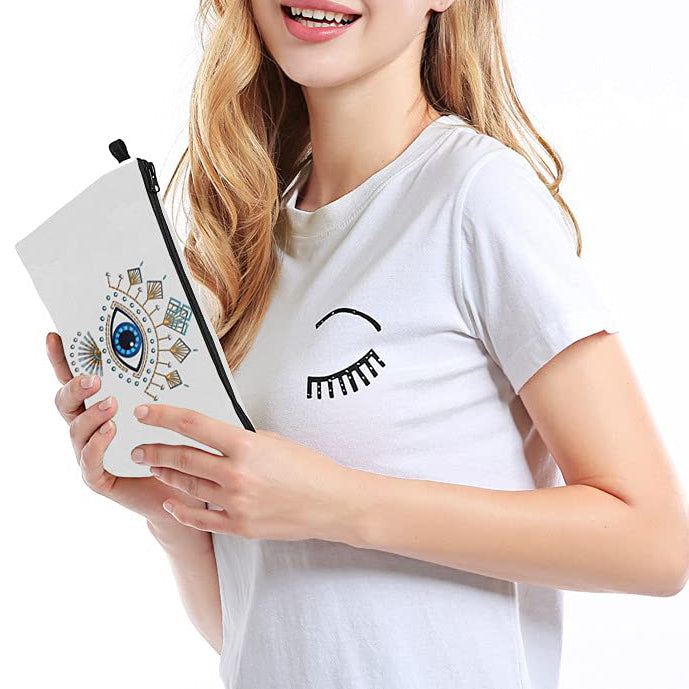 Trousse de maquillage Olivenorma avec symbole Hamsa et mauvais œil