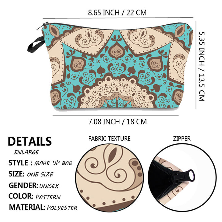 Trousse de maquillage à motif mandala Olivenorma
