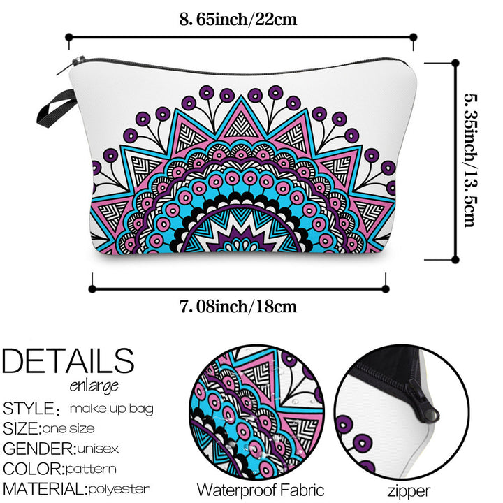 Trousse de maquillage de voyage à motif mandala Olivenorma
