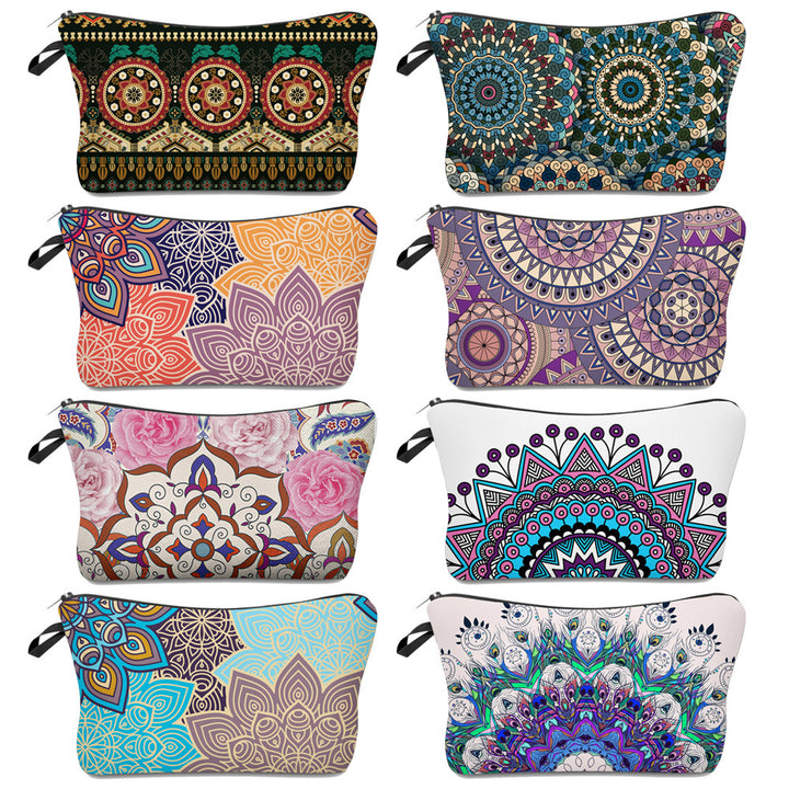Trousse de maquillage de voyage à motif mandala Olivenorma