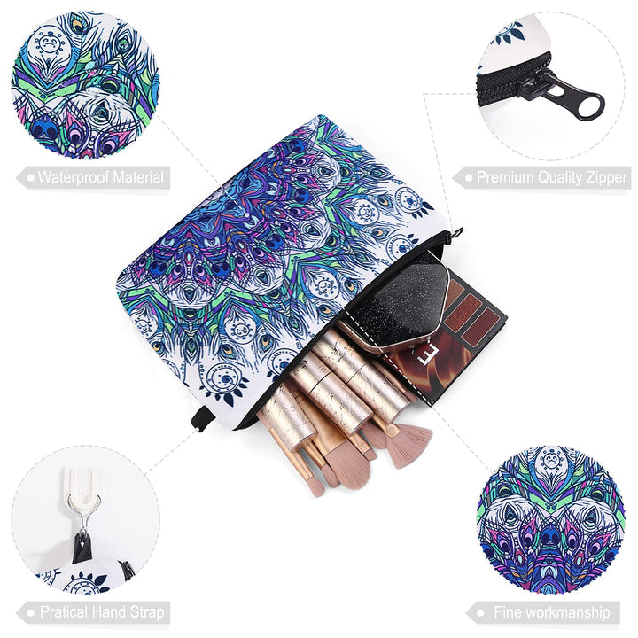 Trousse de maquillage de voyage à motif mandala Olivenorma