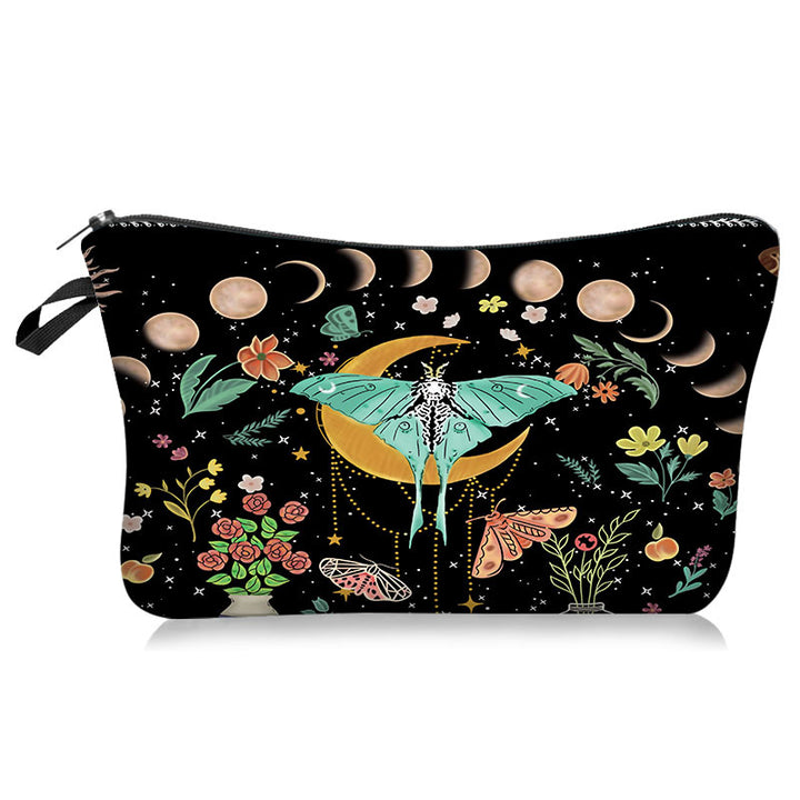 Trousse de maquillage à fermeture éclair Olivenorma Green Moth Moon Phases