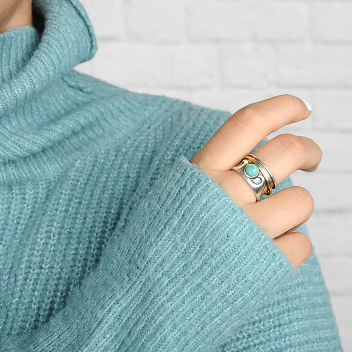 Bague rétro Olivenorma Fidget Wave Turquoise