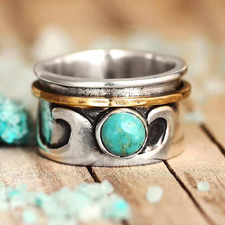 Bague rétro Olivenorma Fidget Wave Turquoise