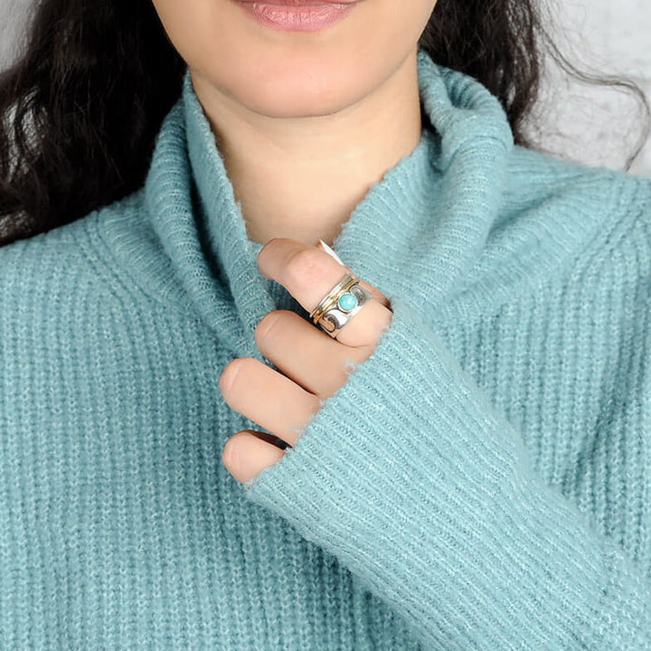 Bague rétro Olivenorma Fidget Wave Turquoise