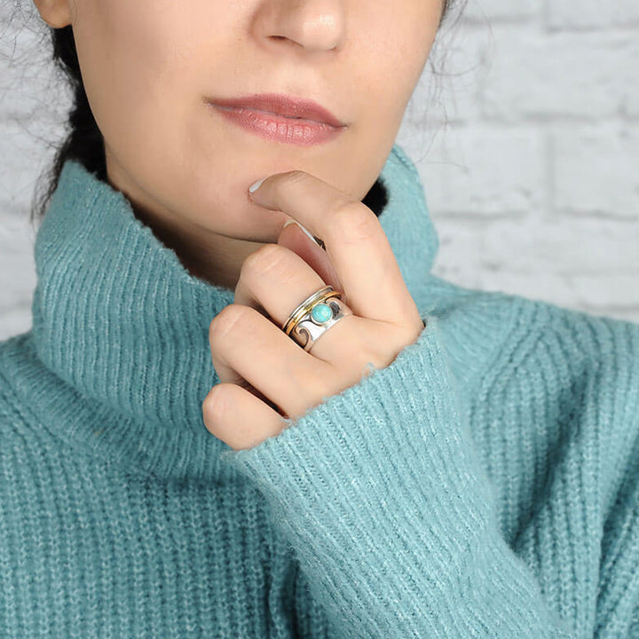Bague rétro Olivenorma Fidget Wave Turquoise