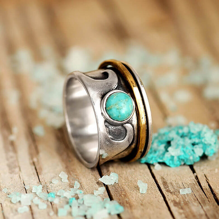 Bague rétro Olivenorma Fidget Wave Turquoise