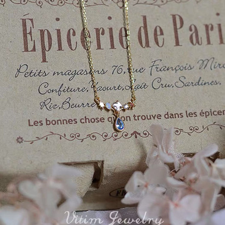 Pendentif Olivenorma en zircon bleu avec motif étoile, style vintage - image 2