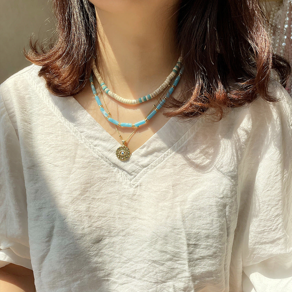 Ensemble de colliers Olivenorma Larimar Turquoise Zircon