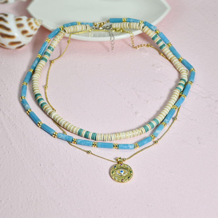 Ensemble de colliers Olivenorma Larimar Turquoise Zircon