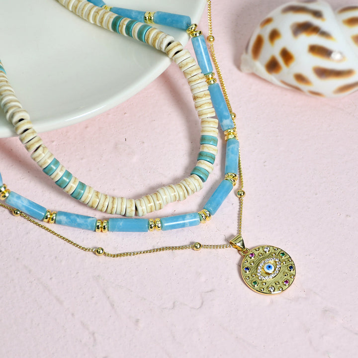 Ensemble de colliers Olivenorma Larimar Turquoise Zircon