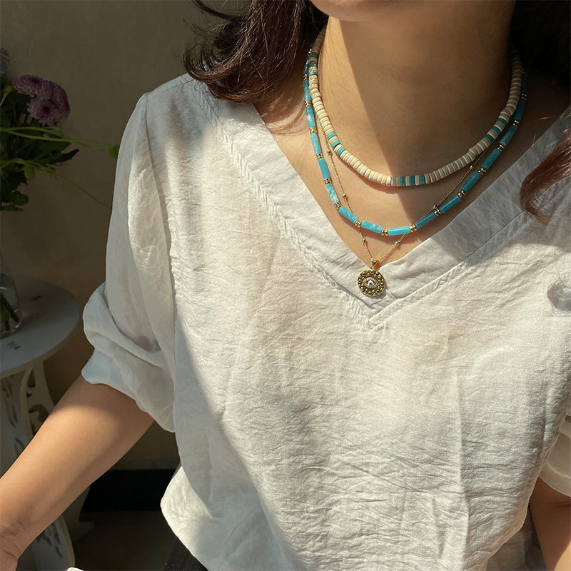Ensemble de colliers Olivenorma Larimar Turquoise Zircon
