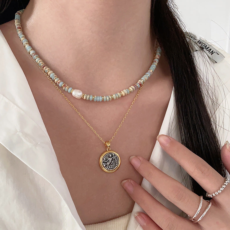 Collier de perles d'eau douce en pierre empereur Olivenorma