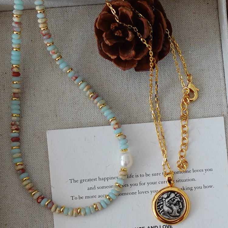 Collier de perles d'eau douce en pierre empereur Olivenorma