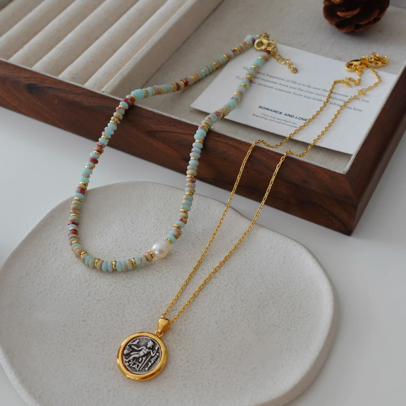 Collier de perles d'eau douce en pierre empereur Olivenorma