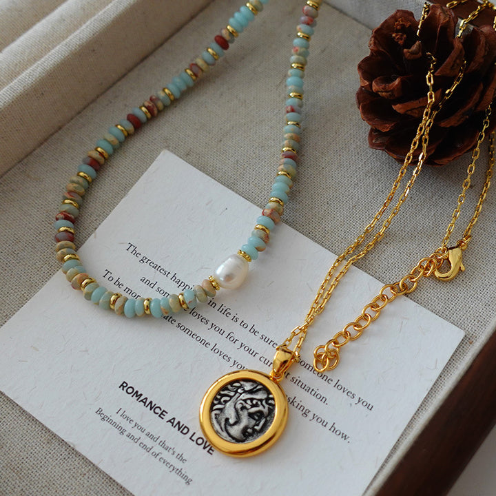 Collier de perles d'eau douce en pierre empereur Olivenorma
