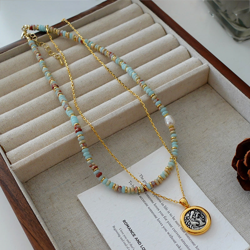 Collier de perles d'eau douce en pierre empereur Olivenorma