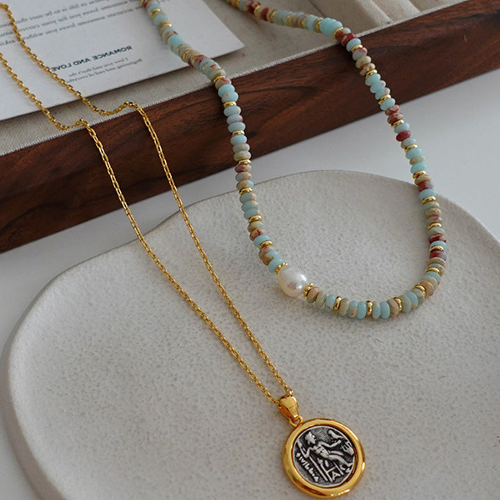 Collier de perles d'eau douce en pierre empereur Olivenorma