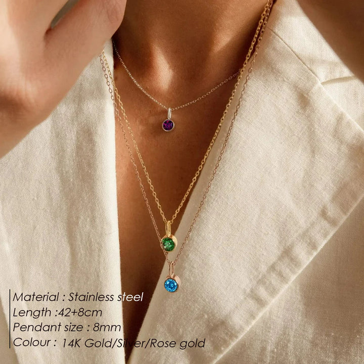 Collier avec pendentif en pierre de naissance Constellation Olivenorma de 8 mm