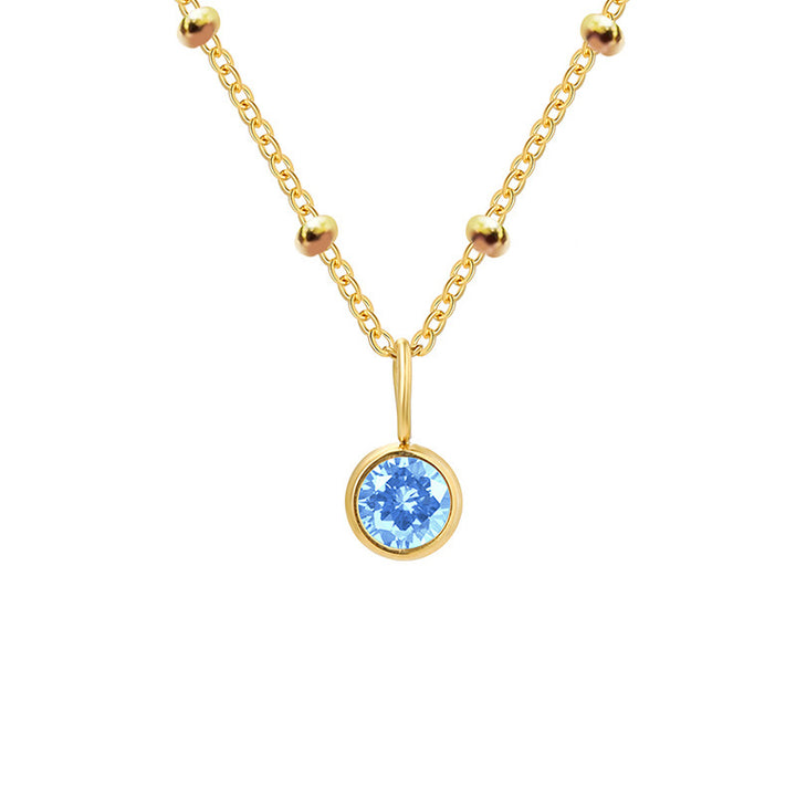 Collier avec pendentif en pierre de naissance ronde de 8 mm Olivenorma