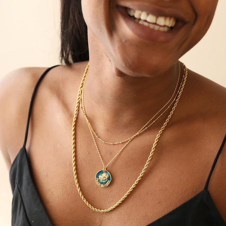 Collier pendentif mauvais œil Olivenorma « Believe In Luck »
