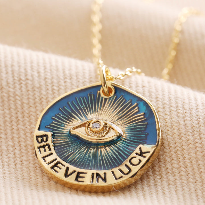 Collier pendentif mauvais œil Olivenorma « Believe In Luck »