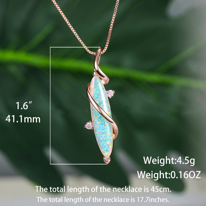 Collier avec pendentif en opale blanche spéciale œil de cheval Olivenorma