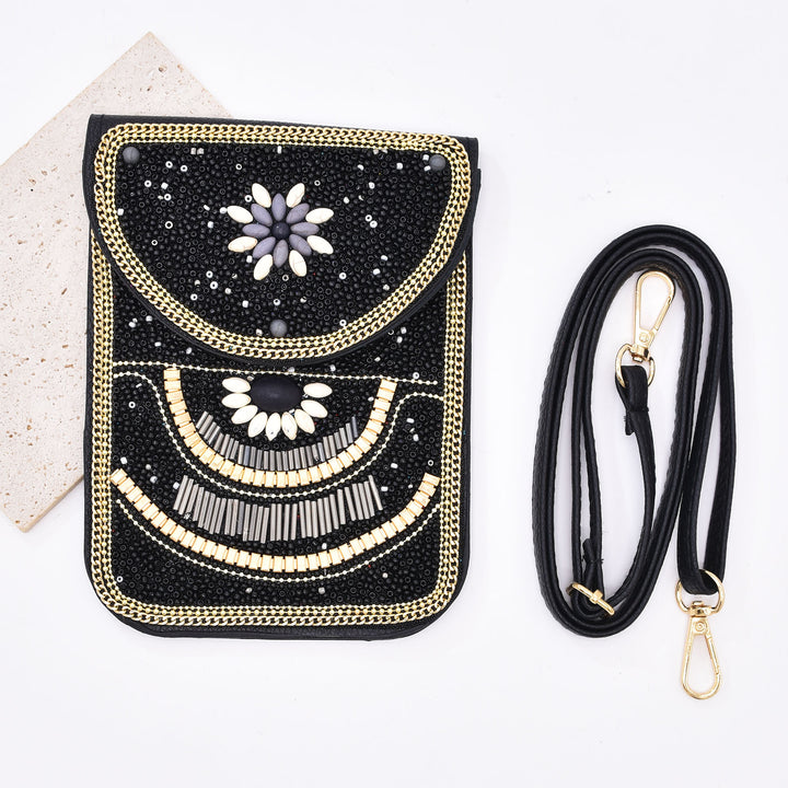 Sac à bandoulière pour téléphone portable avec perles de style ethnique Olivenorma