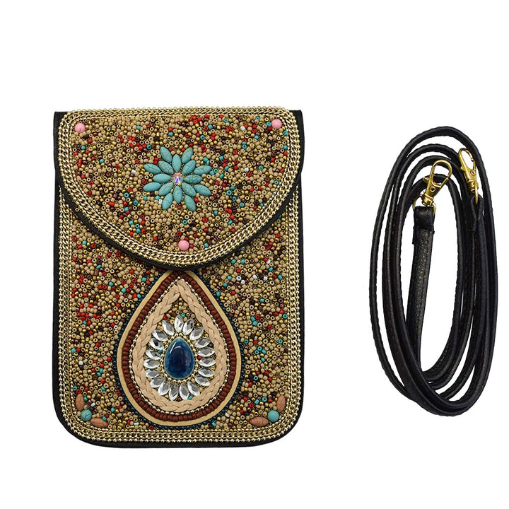 Sacoche pour téléphone portable en perles de riz en pierre naturelle de Bohême Olivenorma