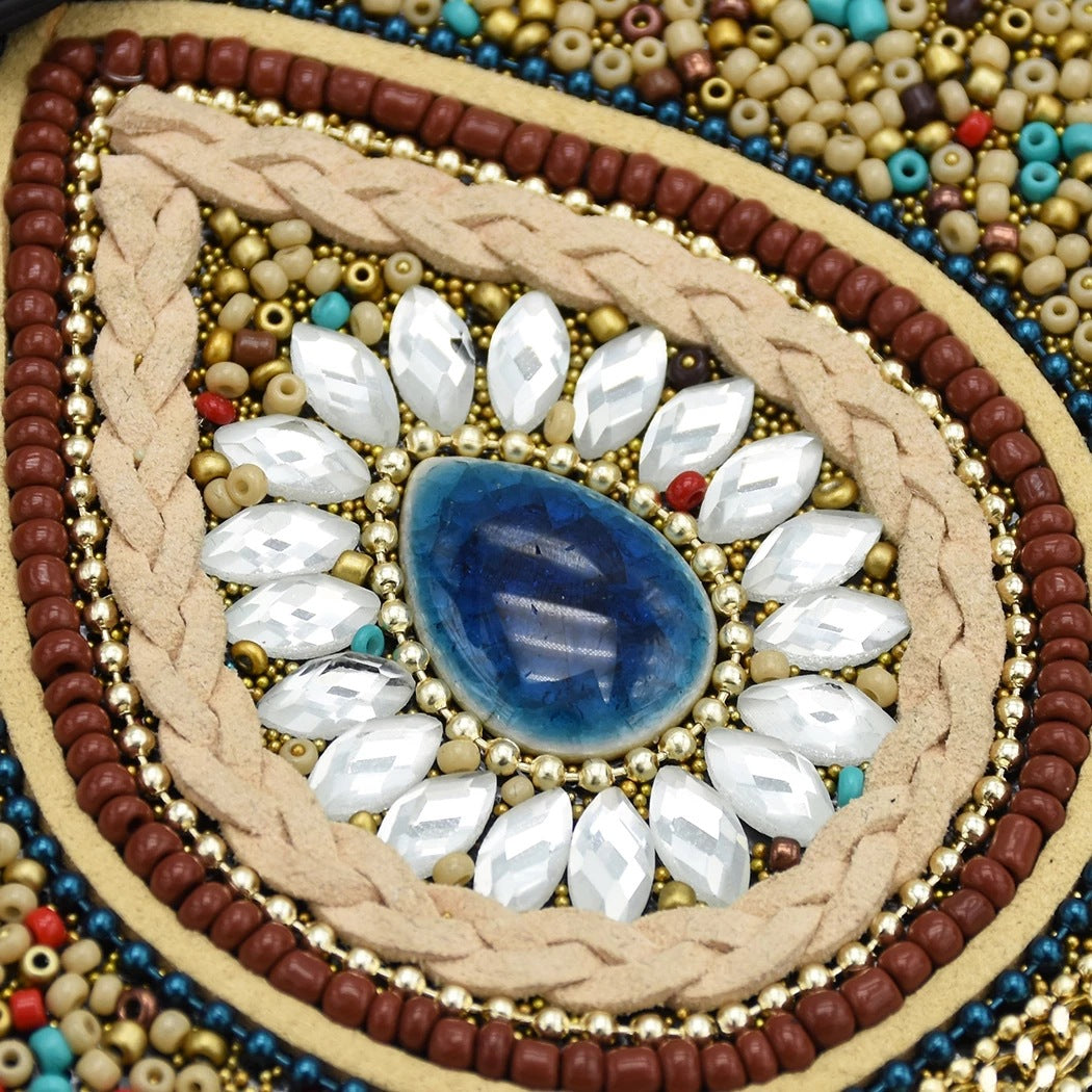 Sacoche pour téléphone portable en perles de riz en pierre naturelle de Bohême Olivenorma