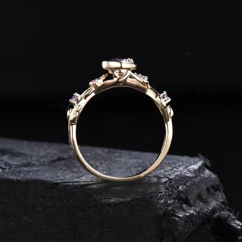 Bague de fiançailles Olivenorma Moon Star, améthyste et branche d'alexandrite à changement de couleur - image 3