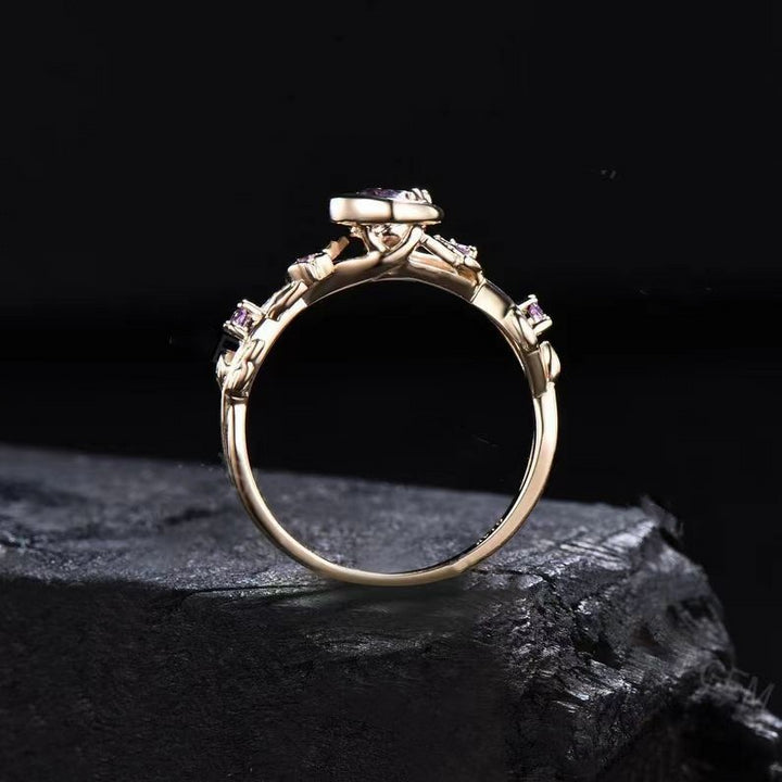 Bague de fiançailles Olivenorma Moon Star, améthyste et branche d'alexandrite à changement de couleur - image 3