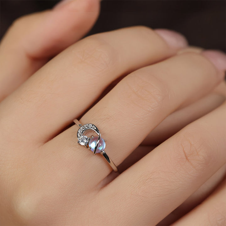 Olivenorma "The Pure Break" - Bague en pierre de lune Lune et planète