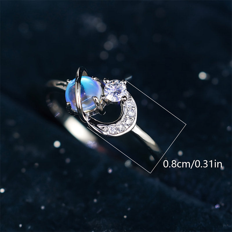 Olivenorma "The Pure Break" - Bague en pierre de lune Lune et planète