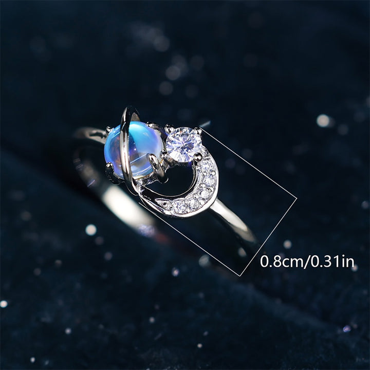 Olivenorma "The Pure Break" - Bague en pierre de lune Lune et planète