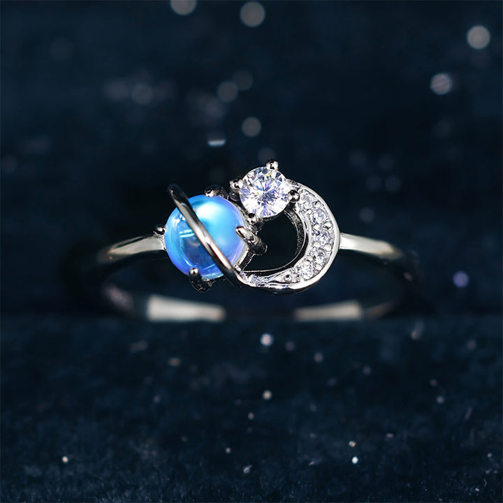 Olivenorma "The Pure Break" - Bague en pierre de lune Lune et planète