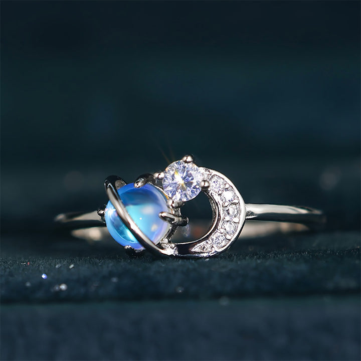 Olivenorma "The Pure Break" - Bague en pierre de lune Lune et planète