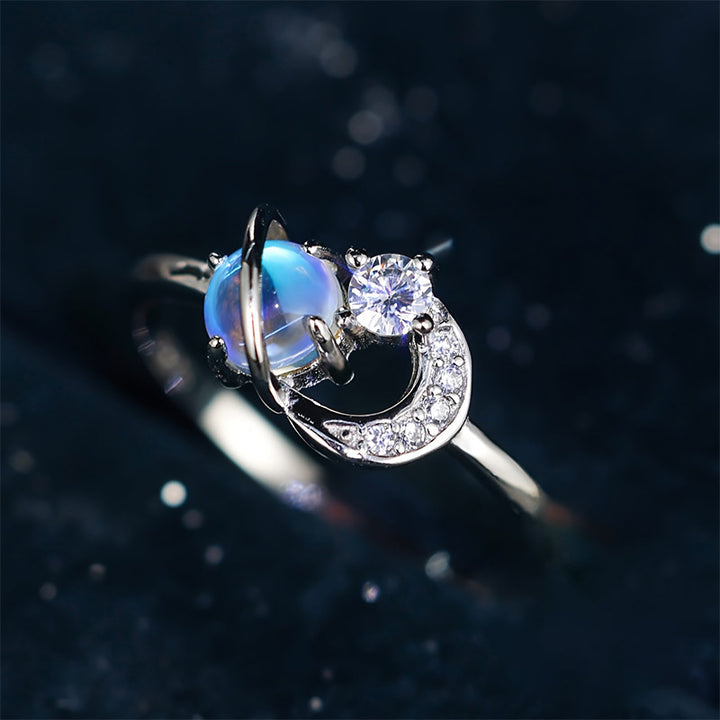 Olivenorma "The Pure Break" - Bague en pierre de lune Lune et planète