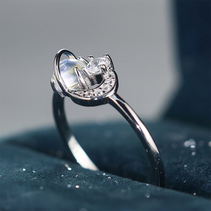Olivenorma "The Pure Break" - Bague en pierre de lune Lune et planète