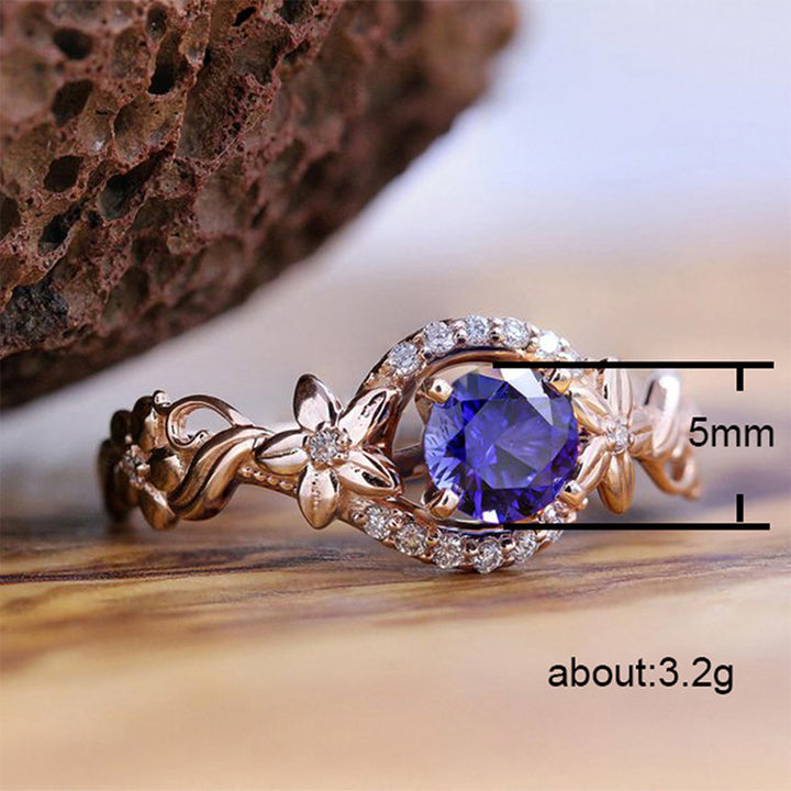 Olivenorma "The Soul Horizon" - Bague en or rose avec saphir en forme de fleur