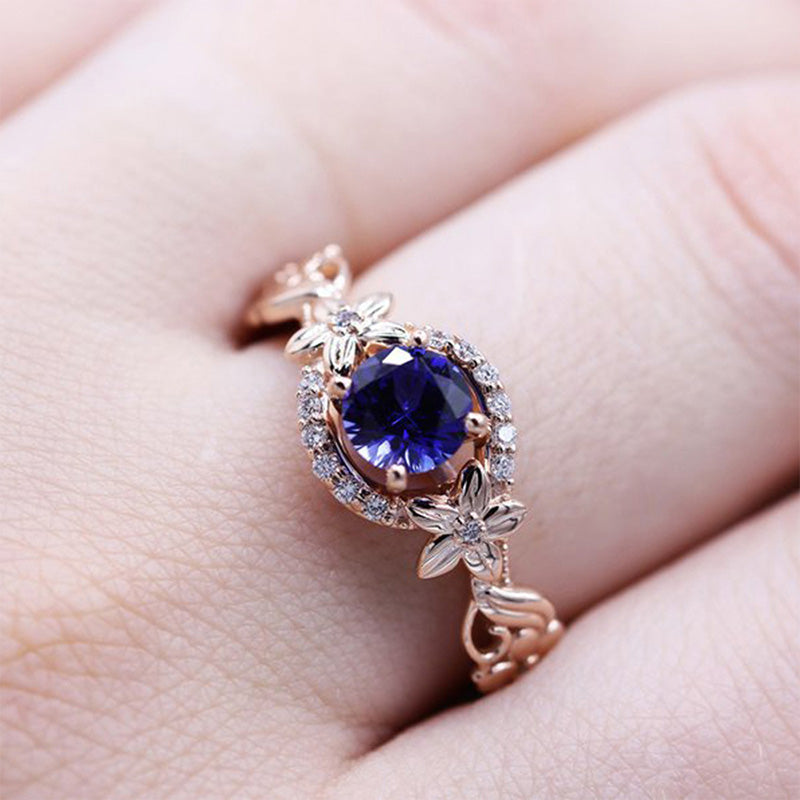 Olivenorma "The Soul Horizon" - Bague en or rose avec saphir en forme de fleur