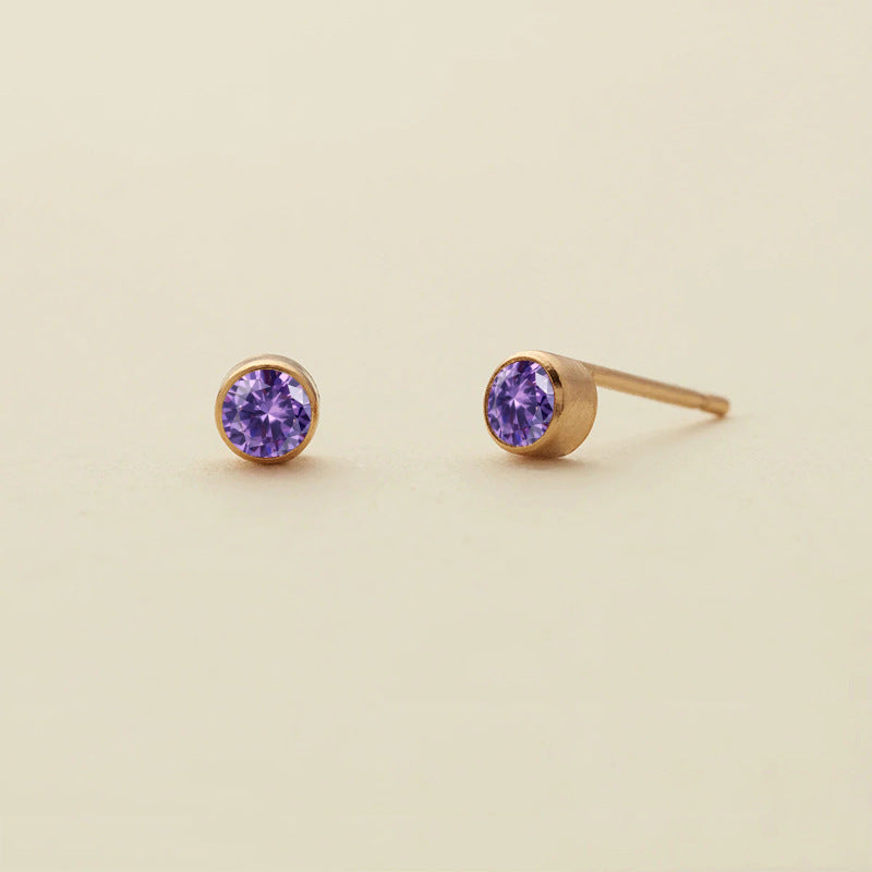 Boucles d'oreilles simples en zircon avec pierre de naissance Olivenorma 