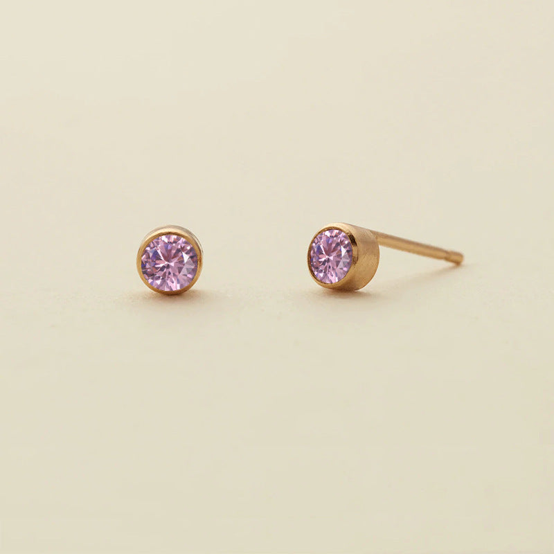 Boucles d'oreilles simples en zircon avec pierre de naissance Olivenorma 