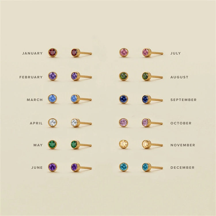 Boucles d'oreilles simples en zircon avec pierre de naissance Olivenorma 