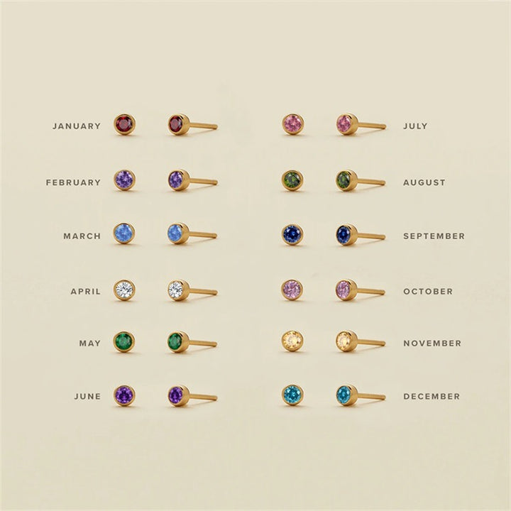 Boucles d'oreilles simples en zircon avec pierre de naissance Olivenorma 