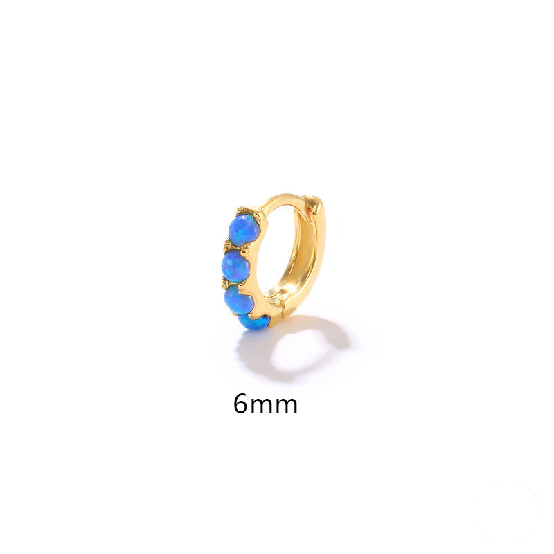 Boucles d'oreilles créoles Olivenorma en argent sterling S925 avec opale